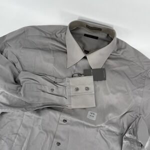 J Ferrar Gray Long Sleeve‎ Solid Button Man Pocket Dress Shirt 16 1/2 34-35 NWT